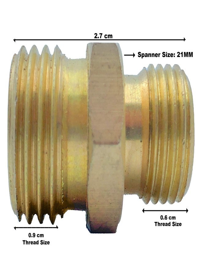 دي بي تي وصلة أنبوب ملولبة سداسية مخفضة من النحاس الأصفر مقاس 3/8 بوصة × 1/2 بوصة | عبوة من قطعتين | - Image 2